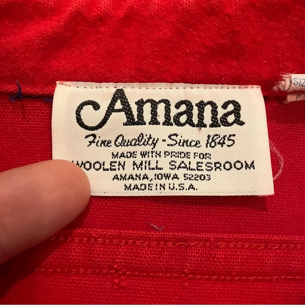 VTG Amana Woolen Mill Shirt Men Large Chamois Cotton Solid Red Long Sleeve - Picture 7 of 12